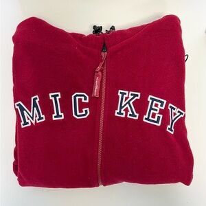 Disney Mickey Mouse red and white zip up fleece hoodie size large